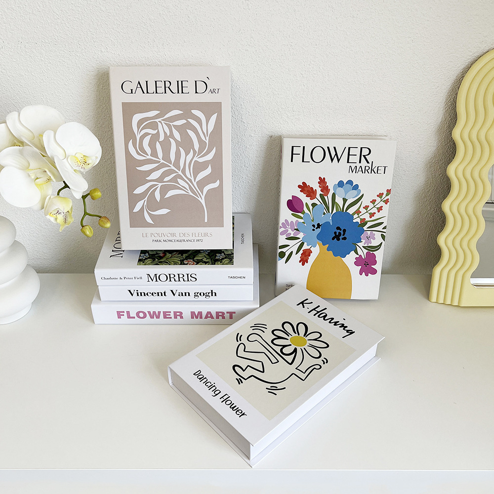Home Decor Magazine - 装飾用の手描きの芸術的な花,側面,壁の装飾,家の本棚,本のアクセサリー,ギフト
