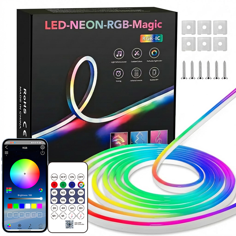 Home Decor Free App - Bluetooth RGBネオンLEDストリップライト 1-10m DC5V USB IP65防水フレキシブルテープ