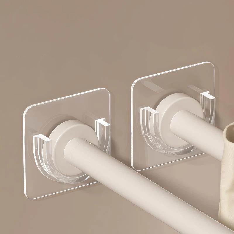 Home Decor Curtains - ドリル不要の透明な自己粘着式カーテンロッドブラケット、高耐荷重の壁掛けホルダー、バスルーム、寝室、家の窓の装飾に。