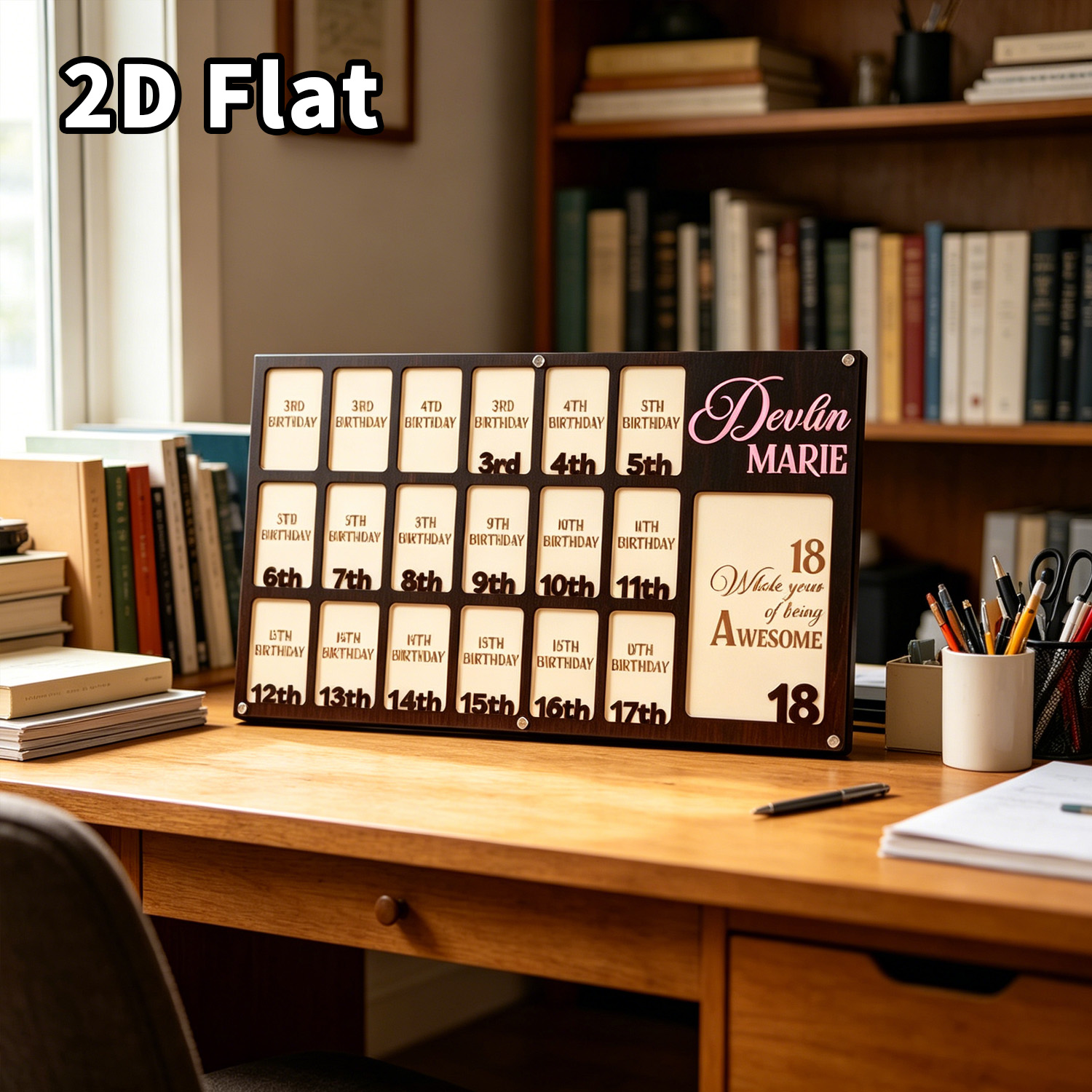 Home Decor Frames - 1個入りカスタムグレードフォトフレーム木製飾り板、自宅・オフィス・学校の壁飾り、DIY塗装可能、保育園・誕生日・結婚祝いギフト