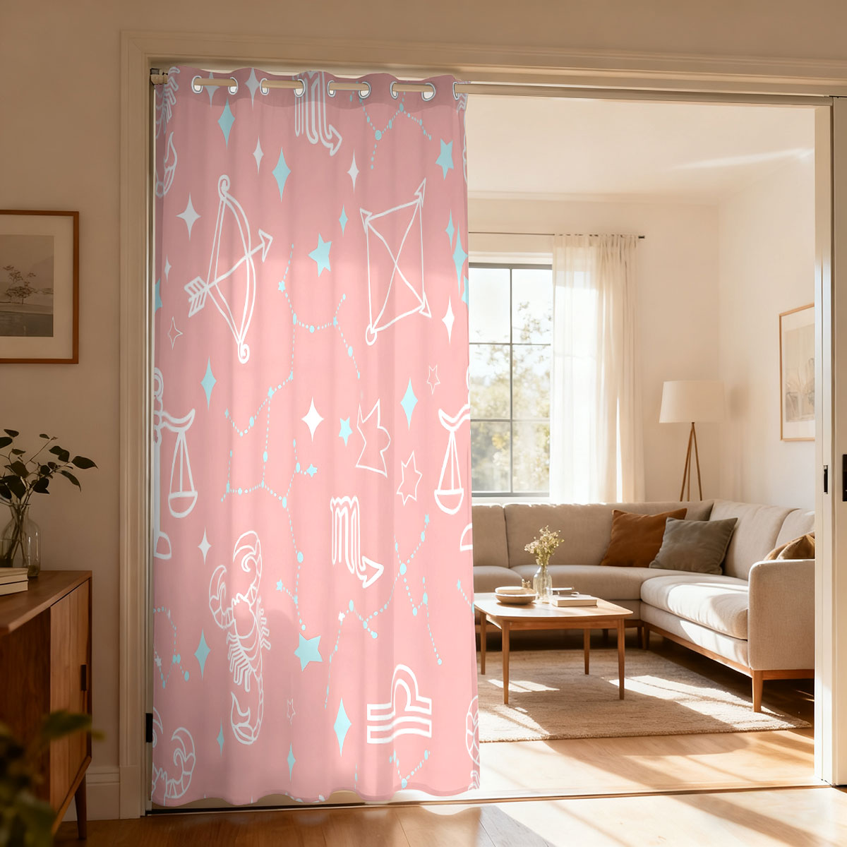 Home Decor Curtains - 1pc 星空星座プリントシングルループカーテン、リビングルーム寝室用装飾ドアカーテン、ファッションホームハングイ