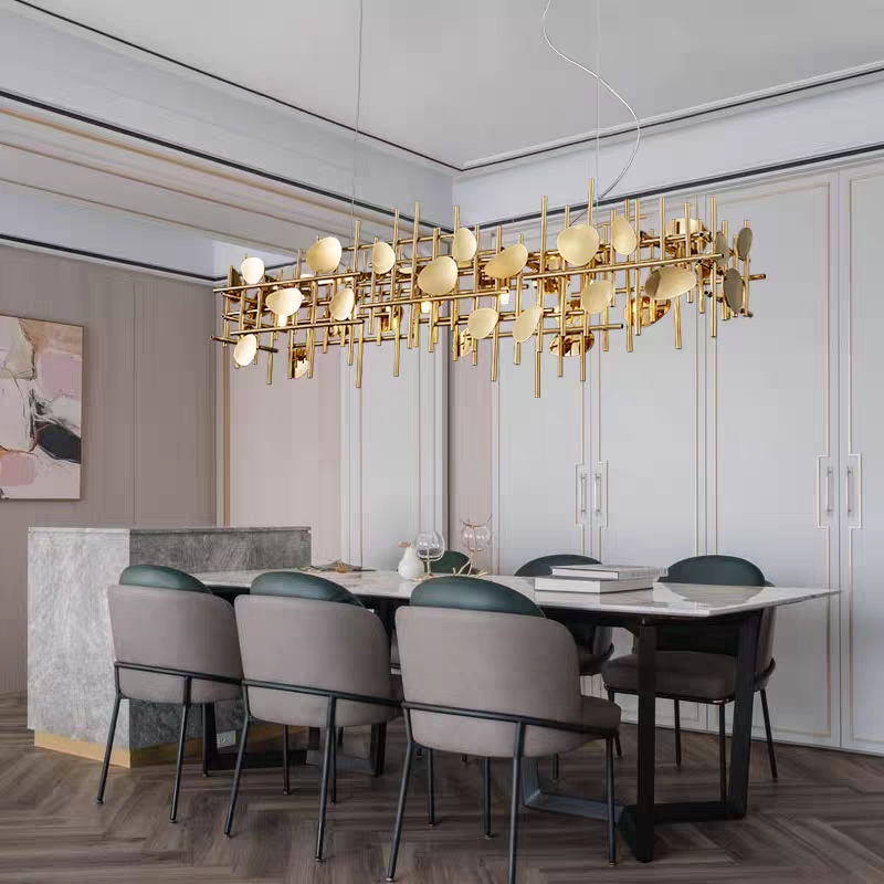 Home Decor Design Ideas - デザイナーデコアイデア幾何学ラインペンダントライト LED ハンギングランプ天井用ダイニングルームの装飾ポストモダンホーム Lustres
