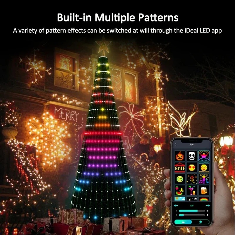 Home Decor Free App - クリスマススターツリーライトRGB LED、Bluetoothアプリ制御のフェアリーライト、リモコンタイマー付き、クリスマスホームデコレーション用
