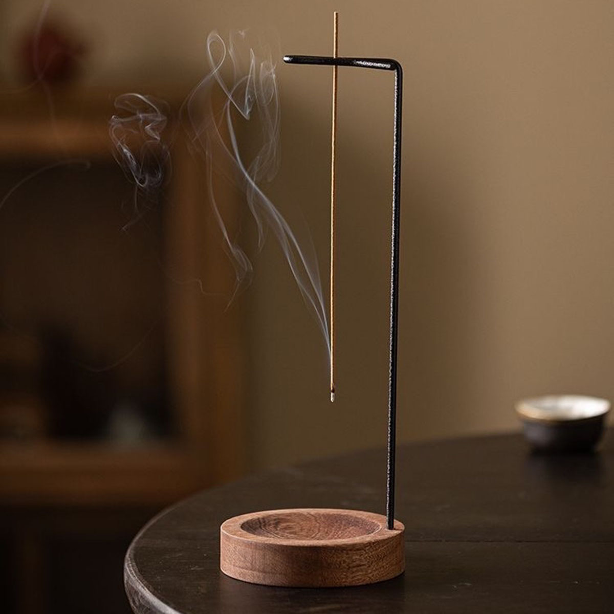 Home Decor Yoga - クリエイティブな逆さ香炉、線香立て、木製丸型香炉、寝室、家のヨガ装飾、工芸品