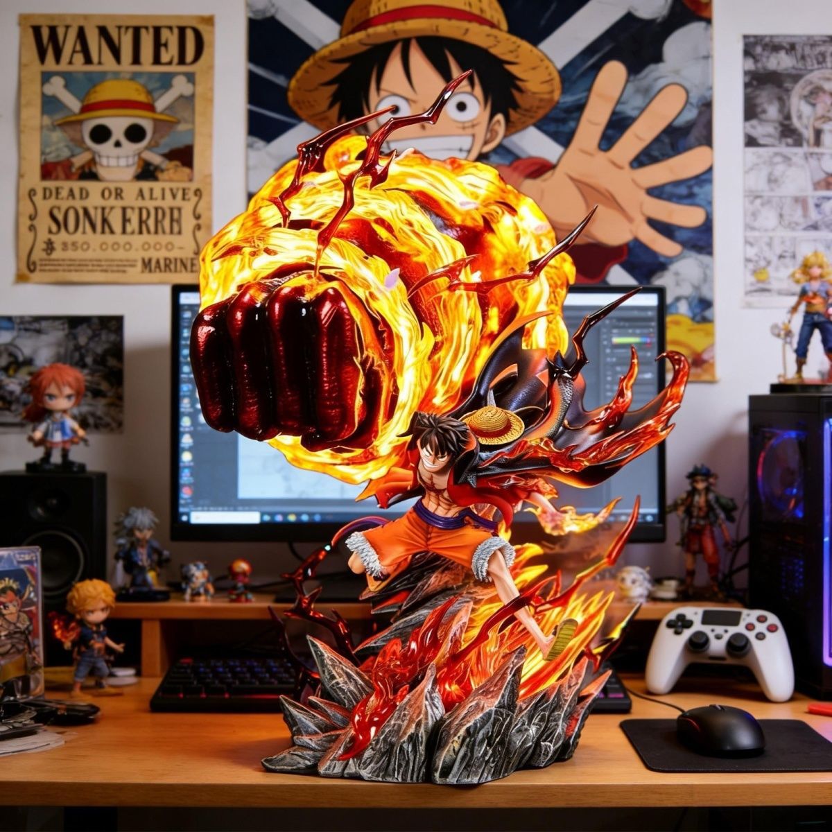 Home Decor Quirky - LZ カルミックファイア ルフィ 35CM ライトアップフィギュア GK