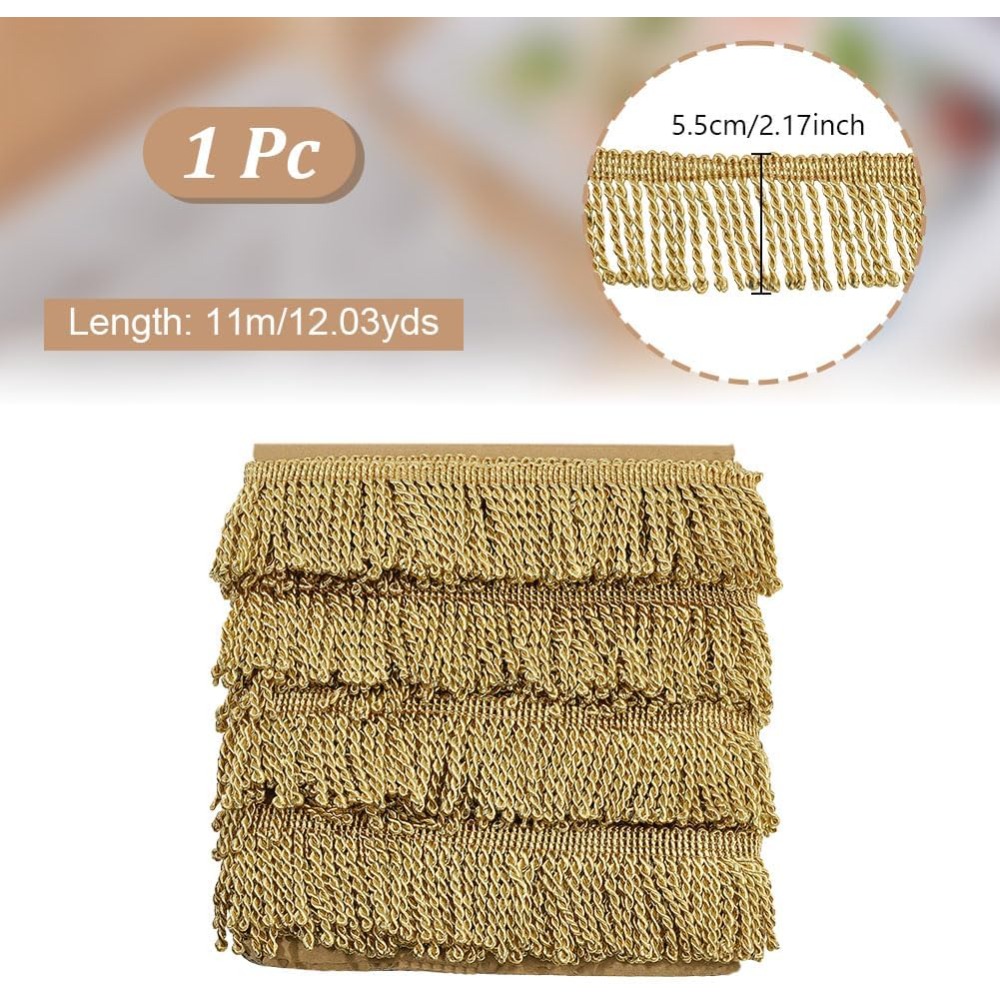 Home Decor Curtains - 12ヤード×2.2インチ フリンジトリム チェーンレース縫製用レーストリム フリンジタッセル装飾用フリンジトリム カーテン、ボックス、クラフト、ホームデコレーション用