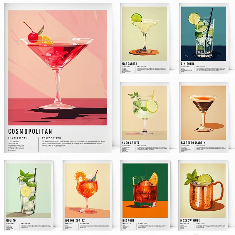 Home Decor Essentials - クラシックマルガリータアルコールフーゴスプリッツアペロールバーカートポスタープリント壁アート写真キャンバス絵画リビングルーム家の装飾