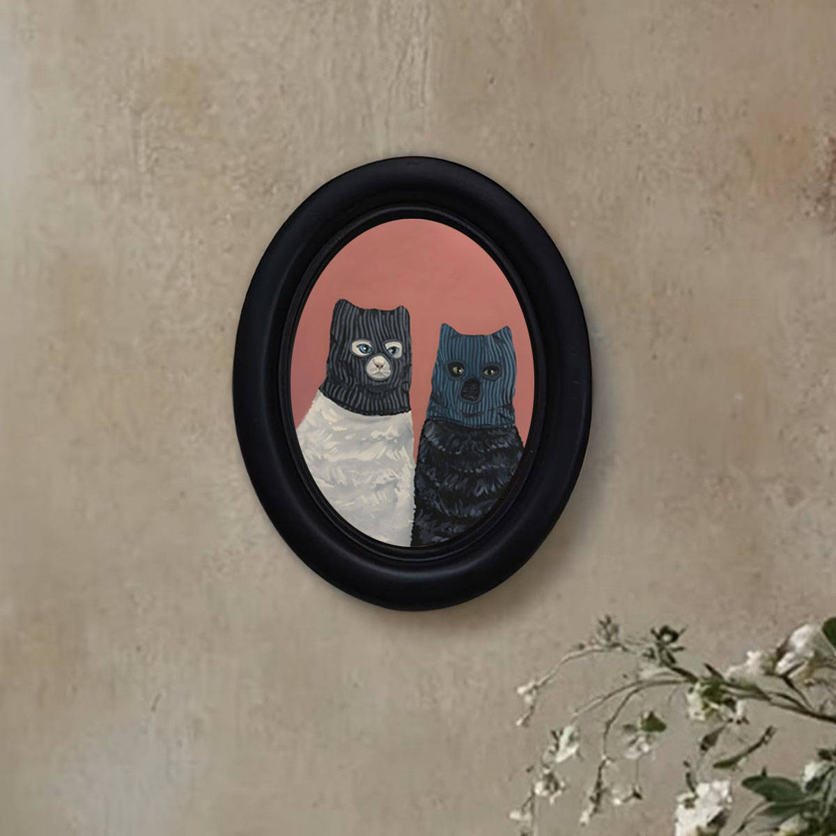 Home Decor Quirky - 1個の個性的な強盗猫の壁飾り、フード付きの楽しい猫の置物、ユニークなクリエイティブなデスクトップオーナメント、個性的な家の装飾、猫愛好家のための特別な贈り物