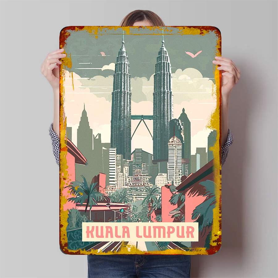 Home Decor Kuala Lumpur - クアラルンプール スカイライン メタル ウォール アート ツイン