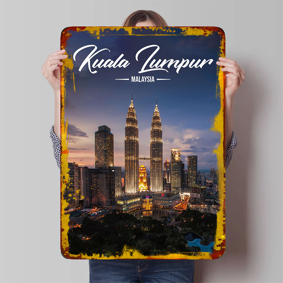 Home Decor Kuala Lumpur - クアラルンプール マレーシア ペトロナスツインタワー スカイライン メタル ウォール