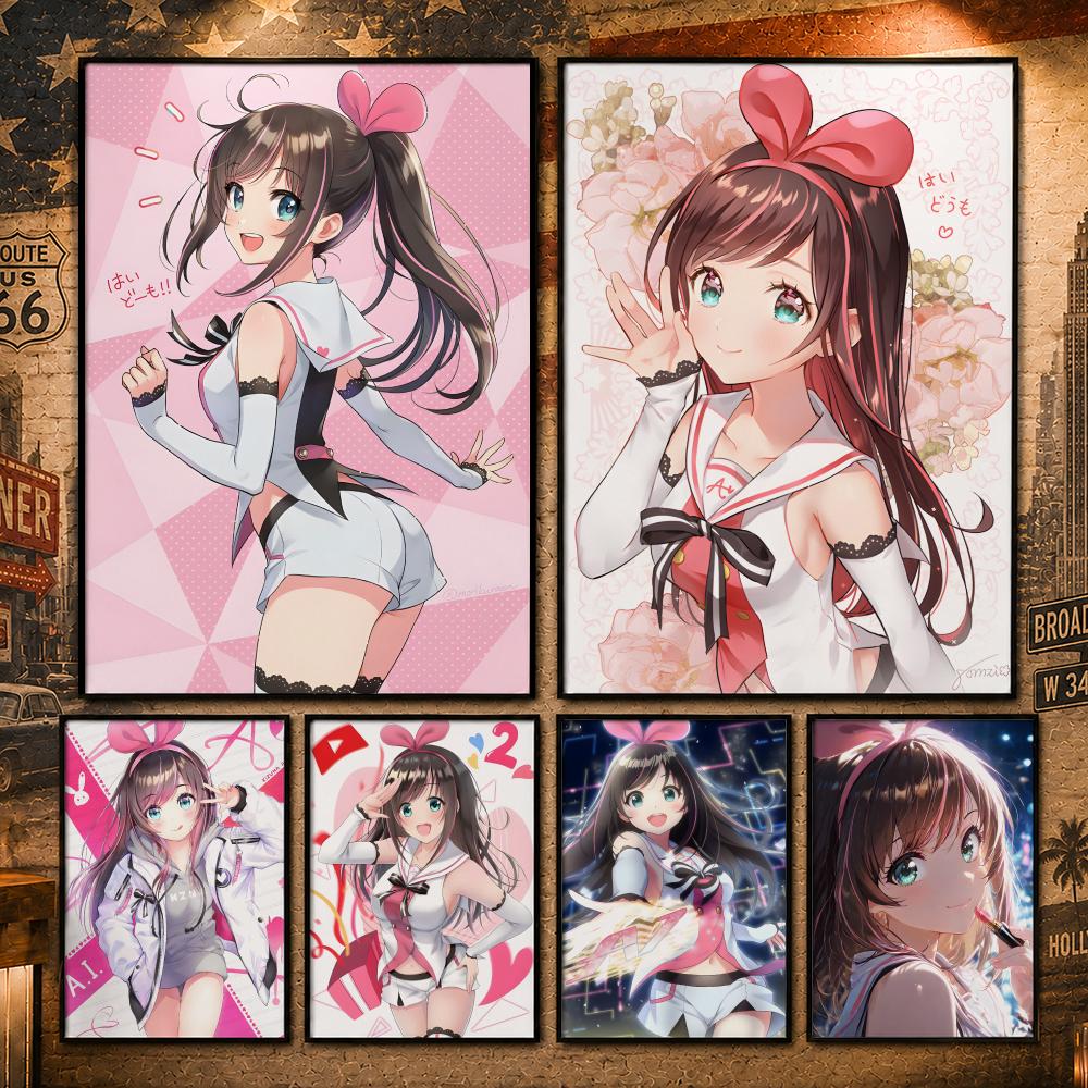 Home Decor Ai - バーチャルアイドル K-Kizuna AIS ポスターヴィンテージレトロアニメポスターステッカー剥がして貼るだけウォールアート家の装飾