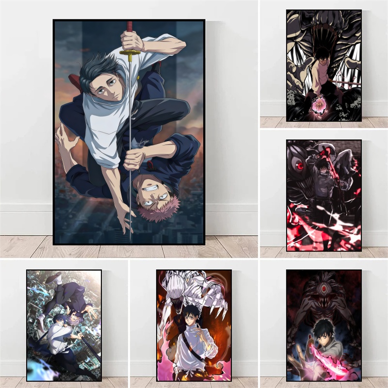 Home Decor Painting - 呪術廻戦 呪術廻戦 極悪少年ユタ・オコツ＆伏黒恵 キャンバスウォールアート アニメポスタープリント 寝室の家の装飾用