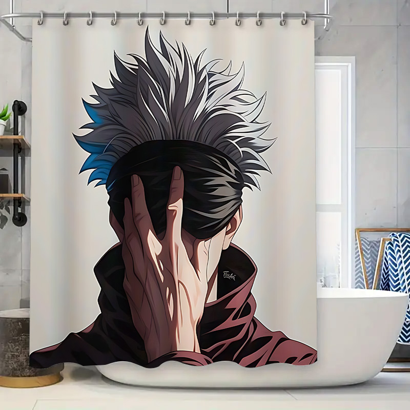 Home Decor Design Ideas - アニメスタイルのシャワーカーテン ユニークなデザイン ホームデコレーション 漫画や日本文化のファンへのギフトアイデア 防水 耐久性
