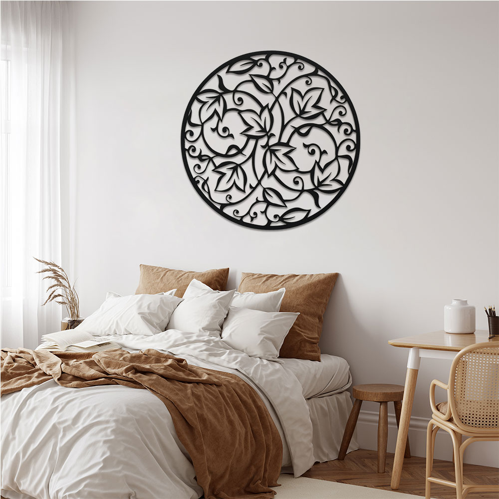 Home Decor Yoga - エレガントなブラックメタルマンダラウォールアート、ボヘミアンスピリチュアルな装飾、自宅、ヨガ、パティオ、屋内/屋外のアイアン壁画、禅家の装飾
