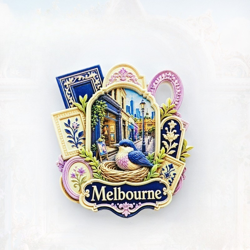 Home Decor Melbourne - メルボルン バードレーン 冷蔵庫用マグネット - 魅惑的な3D都市お土産 ユニークなオーストラリアのアートギフト