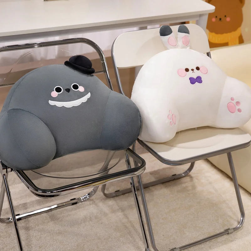 Home Decor Ai - ラブアンドディープスペースキュートバックサポートクッションソフトプラッシュランバーピローオフィスチェア用かわいい漫画風腰枕ホームデコレーション
