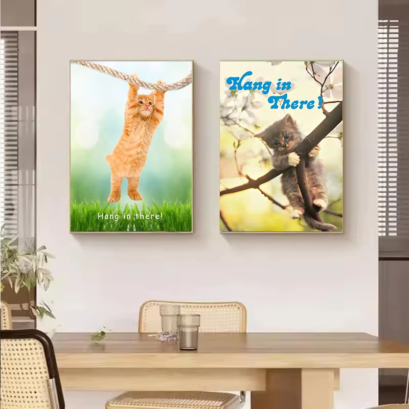 頑張ってね、赤ちゃん！かわいい猫のヨガポスター、キャンバス絵 - Home Decor Yoga のレビューと価格