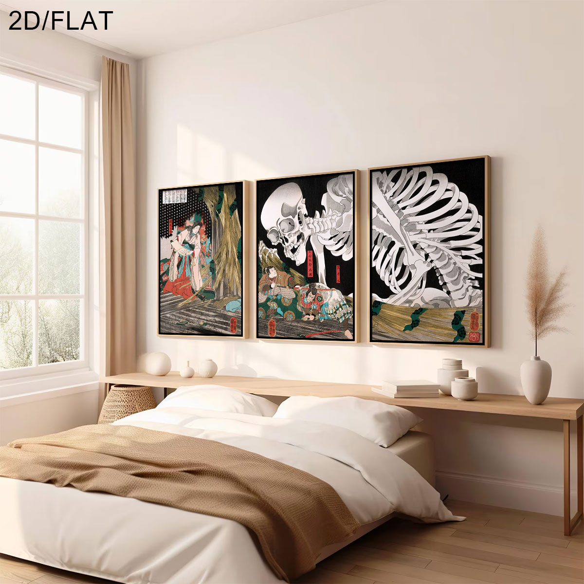 3 個のレトロな日本のタキヤシャ魔女とスケルトン幽霊キャンバ - Home Decor Quirky のレビューと価格
