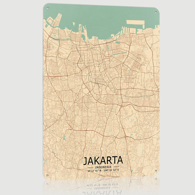 ジャカルタヴィンテージマッププリントポスターカスタムウォール - Home Decor Jakarta のレビューと価格