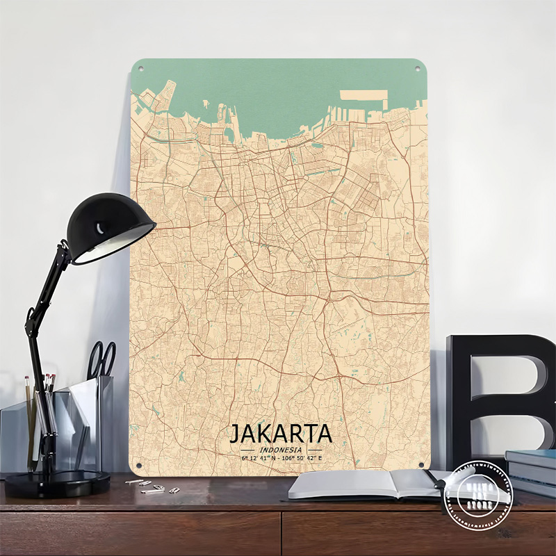ジャカルタヴィンテージマッププリントポスターカスタムウォール - Home Decor Jakarta のレビューと価格