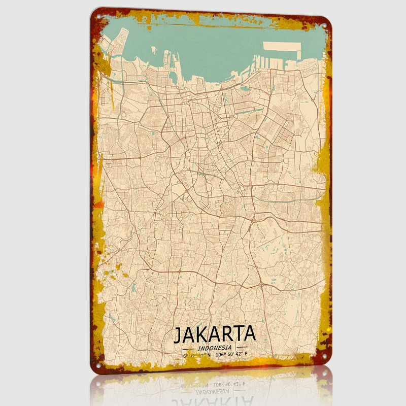 ジャカルタヴィンテージマッププリントポスターカスタムウォール - Home Decor Jakarta のレビューと価格