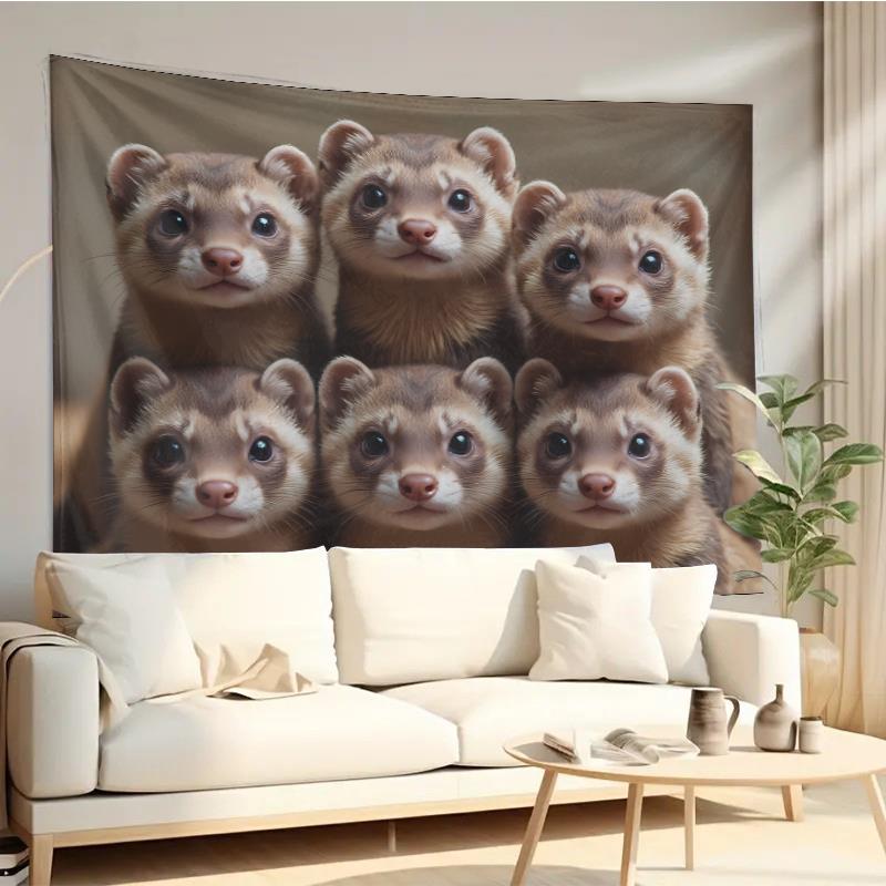かわいいフェレットグループタペストリー壁掛けリビングルーム寝 - Home Decor Design Ideas のレビューと価格