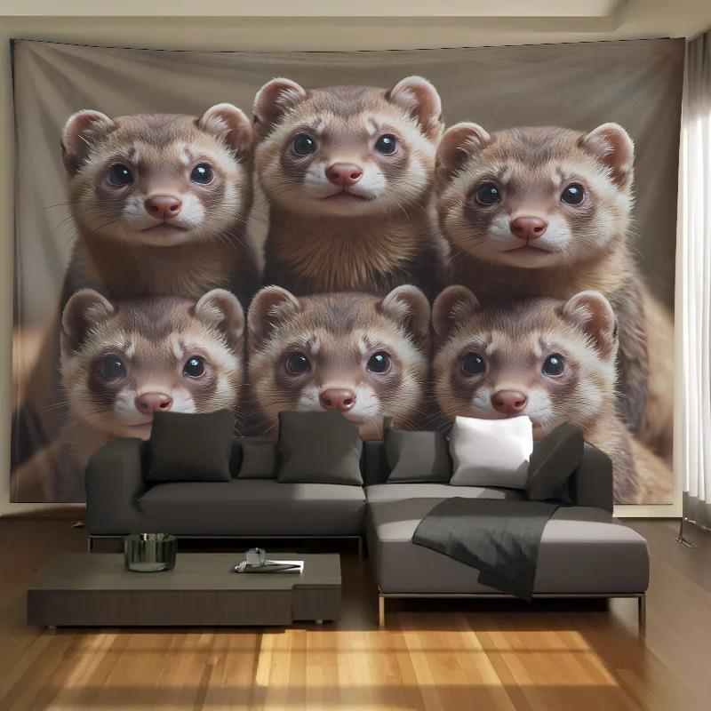 かわいいフェレットグループタペストリー壁掛けリビングルーム寝 - Home Decor Design Ideas のレビューと価格