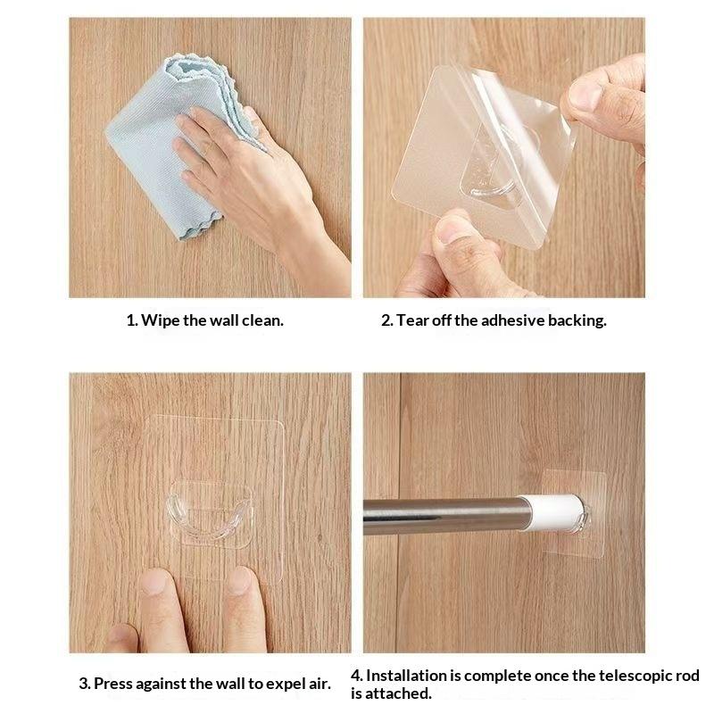 ドリル不要の透明な自己粘着式カーテンロッドブラケット、高耐荷 - Home Decor Curtains のレビューと価格