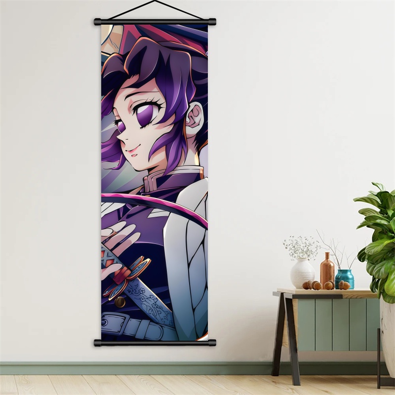 胡蝶しのぶ デーモンスレイヤーアートファブリック掛け軸、アニ - Home Decor Painting のレビューと価格