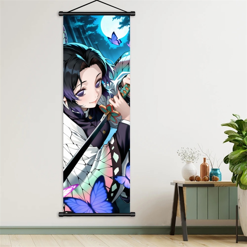胡蝶しのぶ デーモンスレイヤーアートファブリック掛け軸、アニ - Home Decor Painting のレビューと価格