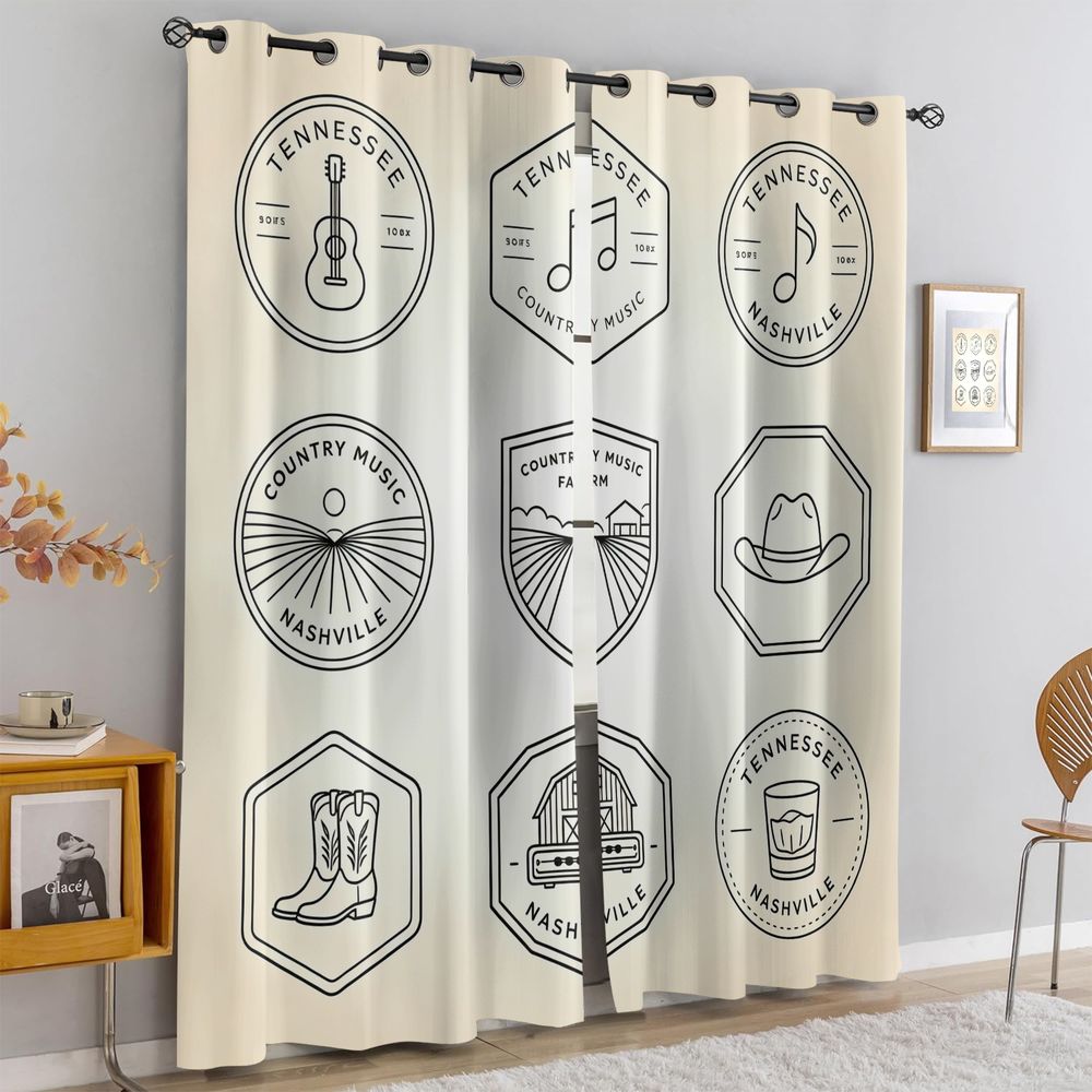 テネシーカントリーミュージックテーマカーテン、ナッシュビルの - Home Decor Curtains のレビューと価格