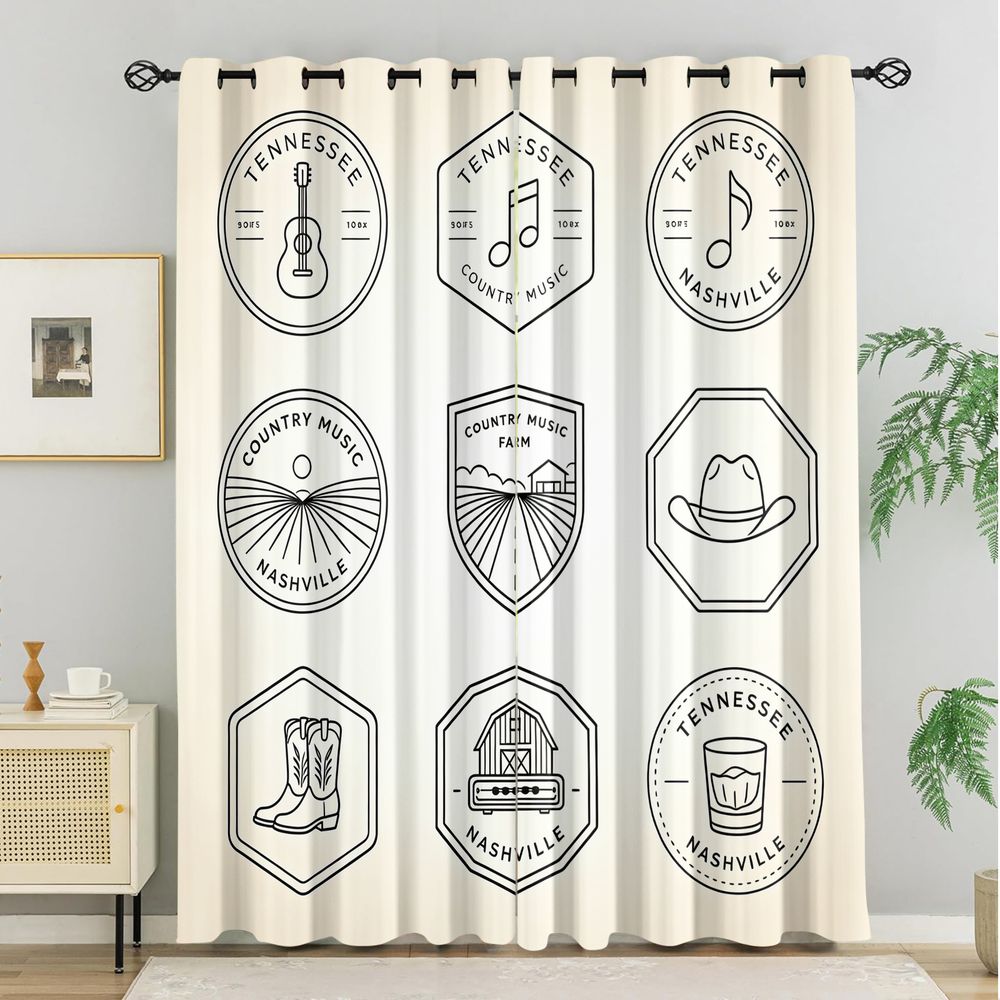 テネシーカントリーミュージックテーマカーテン、ナッシュビルの - Home Decor Curtains のレビューと価格