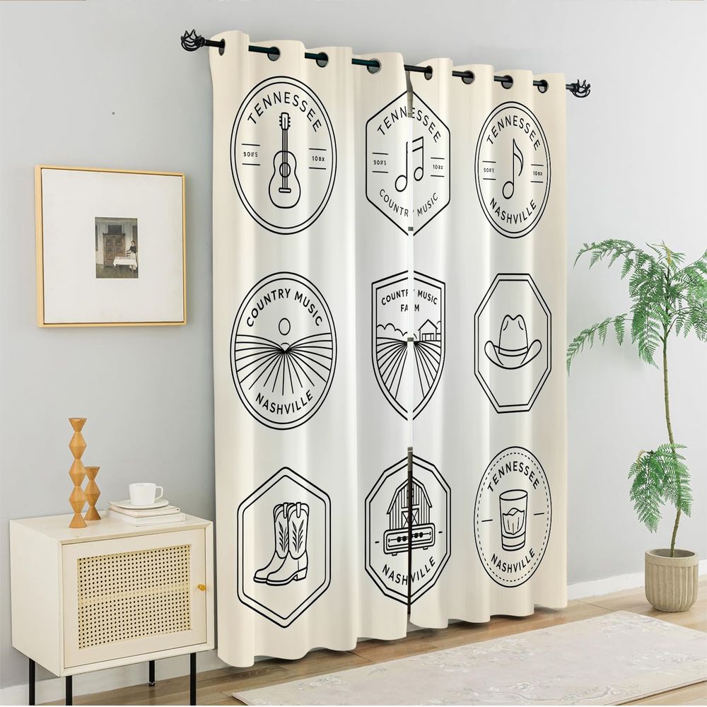 テネシーカントリーミュージックテーマカーテン、ナッシュビルの - Home Decor Curtains のレビューと価格
