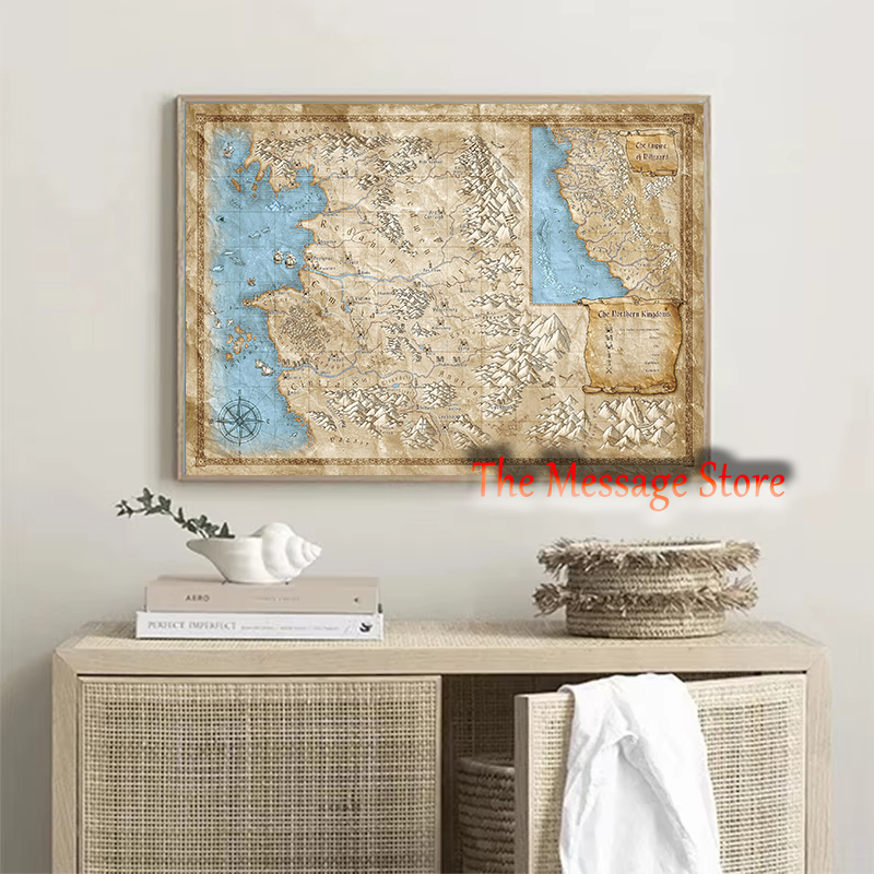 ウィッチャー世界地図大陸の場所壁アートビデオゲームゲーマーの - Home Decor Location のレビューと価格