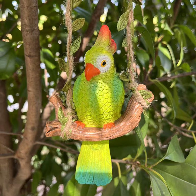かわいいオウムの木製ブランコ、クリエイティブな樹脂製動物像、 - Home Decor Quirky のレビューと価格