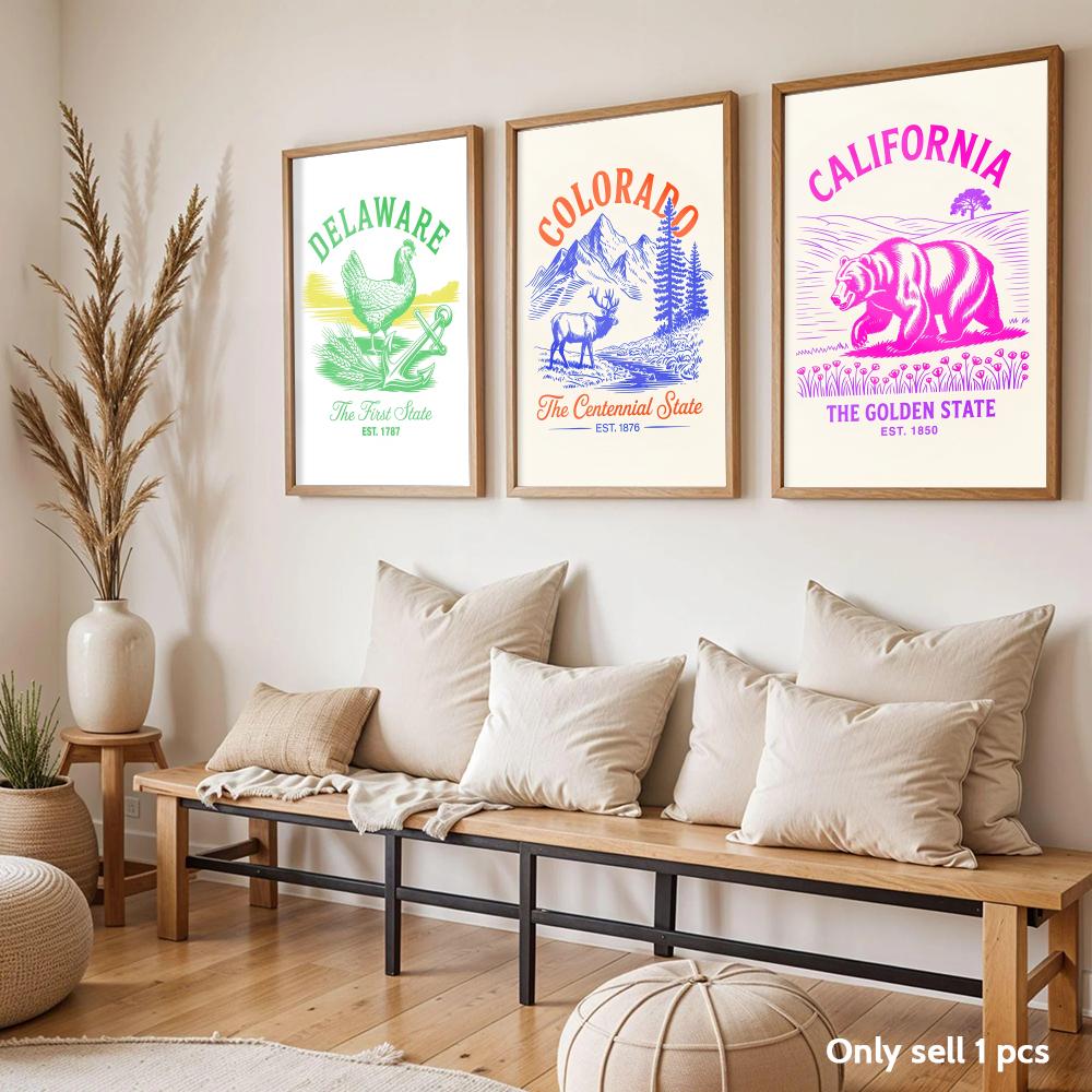 アニマル US ステートアートデザインポスター モダンな自己 - Home Decor Design Ideas のレビューと価格