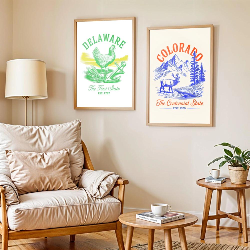 アニマル US ステートアートデザインポスター モダンな自己 - Home Decor Design Ideas のレビューと価格