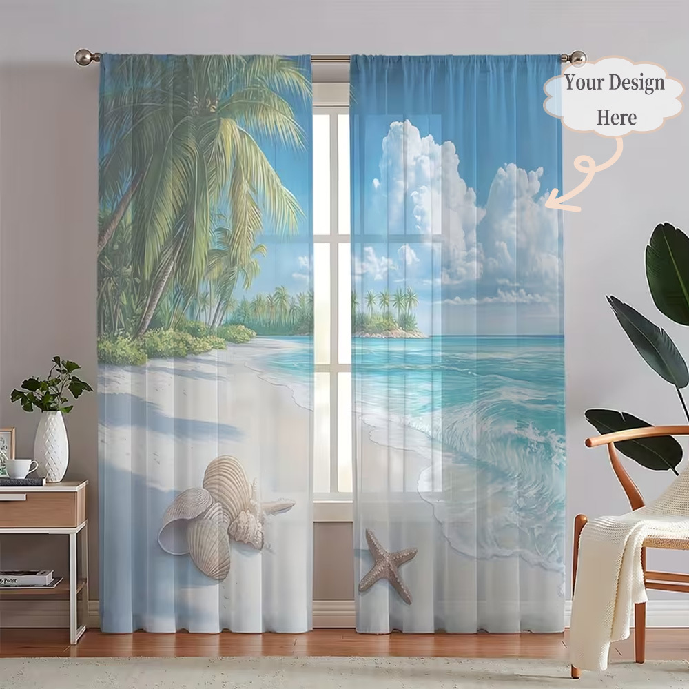 カスタム2Dフラット2枚組シアーカーテン、お好みのデザイン/ - Home Decor Curtains のレビューと価格
