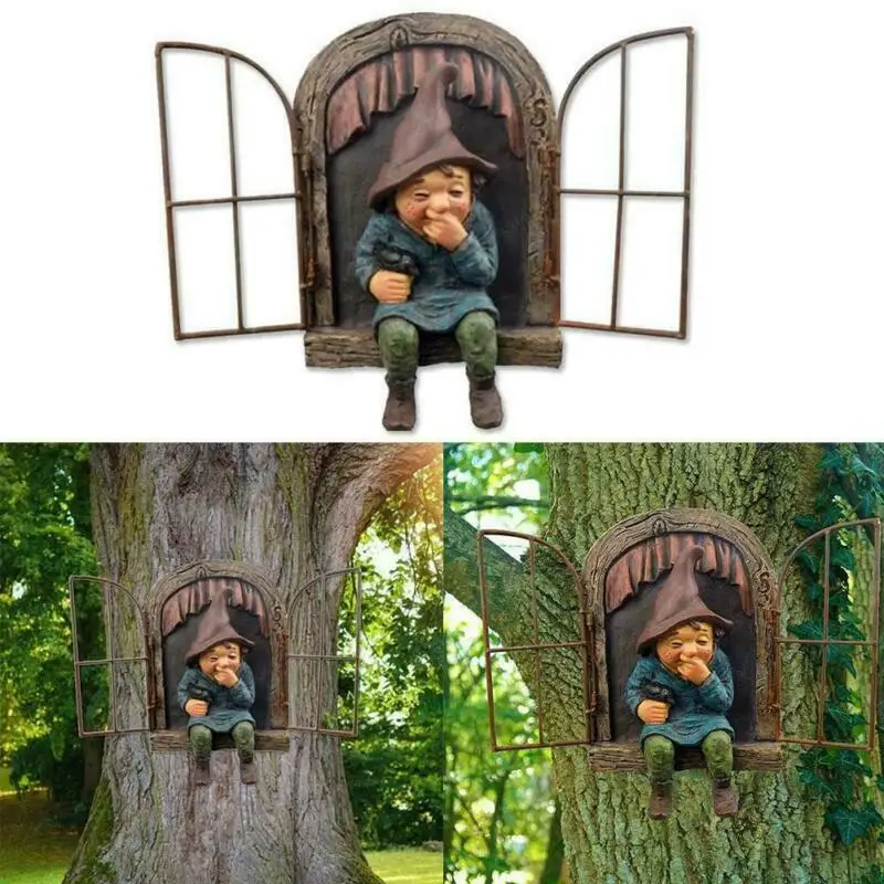 いたずらな庭の像 エルフ お出かけ ツリーハガー ノーム像  - Home Decor Quirky のレビューと価格