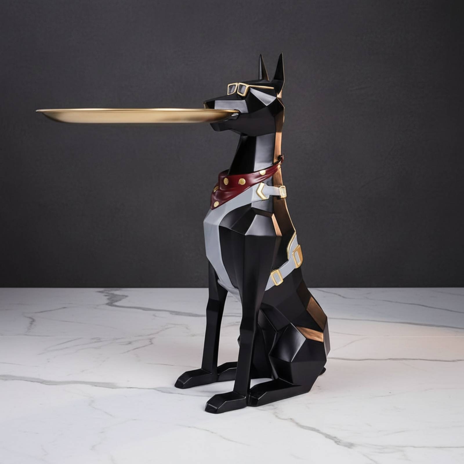 紳士犬の置物 高級デザイン ブラックドッグトレイ像 収納彫刻 - Home Decor Design Ideas のレビューと価格