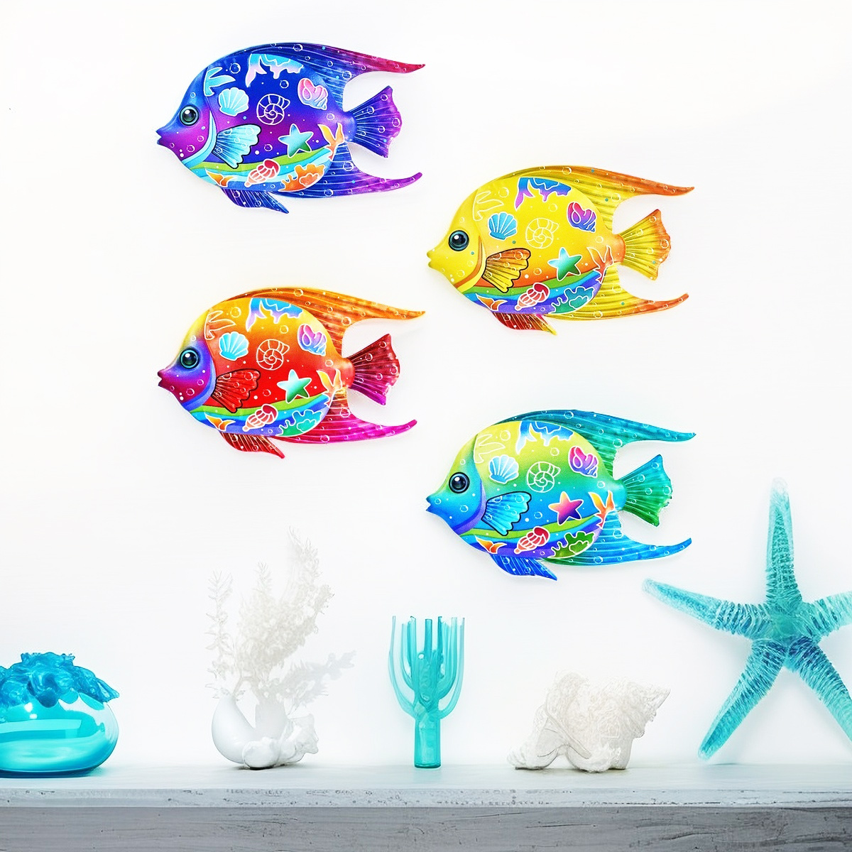 目を引く金属海の魚の壁の装飾壁掛け屋外庭の彫刻彫像家の庭パー - Home Decor Quirky のレビューと価格