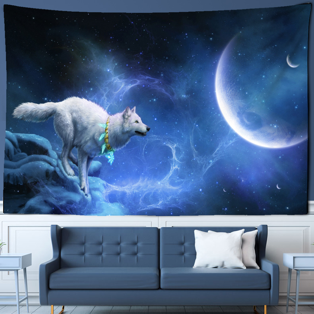 部屋の装飾のためのファンタジーウルフタペストリー、壁掛け、動 - Home Decor Yoga のレビューと価格