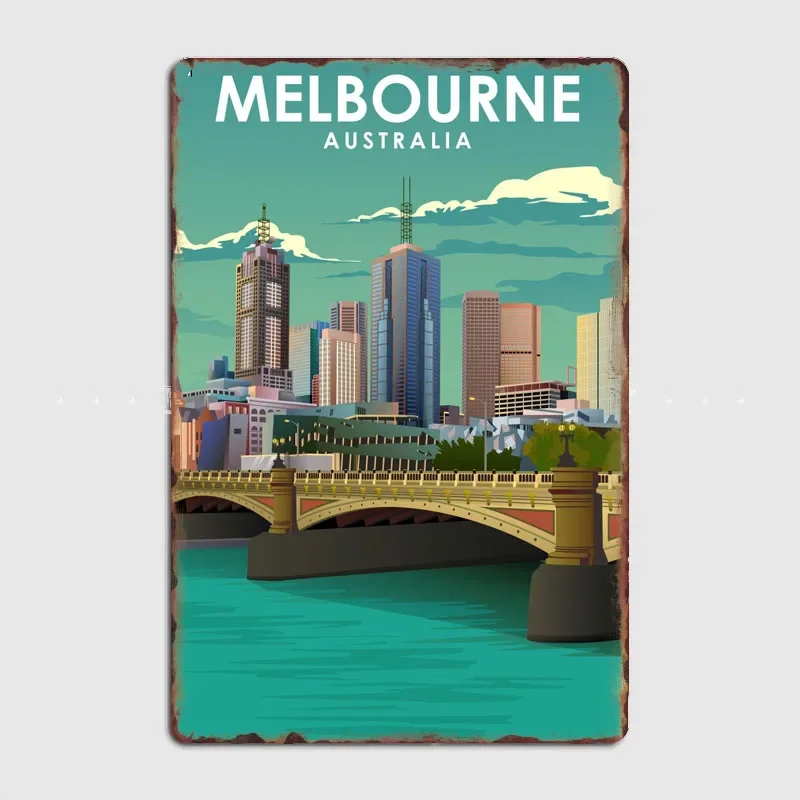 観光名所メルボルンオーストラリア旅行ポスター壁アート金属絵画 - Home Decor Melbourne のレビューと価格