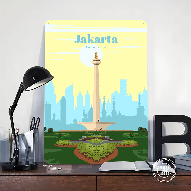 ジャカルタへの旅行 ポスター印刷 カスタマイズされたレトロな - Home Decor Jakarta のレビューと価格