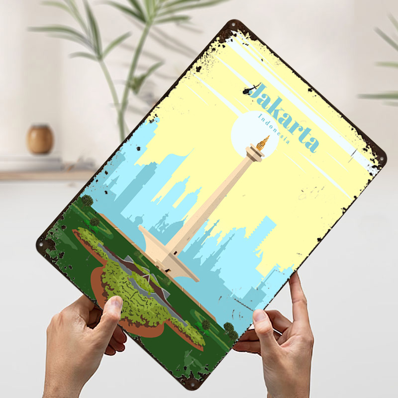 ジャカルタへの旅行 ポスター印刷 カスタマイズされたレトロな - Home Decor Jakarta のレビューと価格