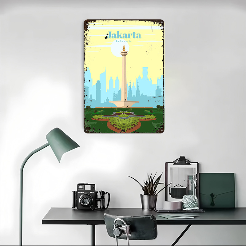 ジャカルタへの旅行 ポスター印刷 カスタマイズされたレトロな - Home Decor Jakarta のレビューと価格