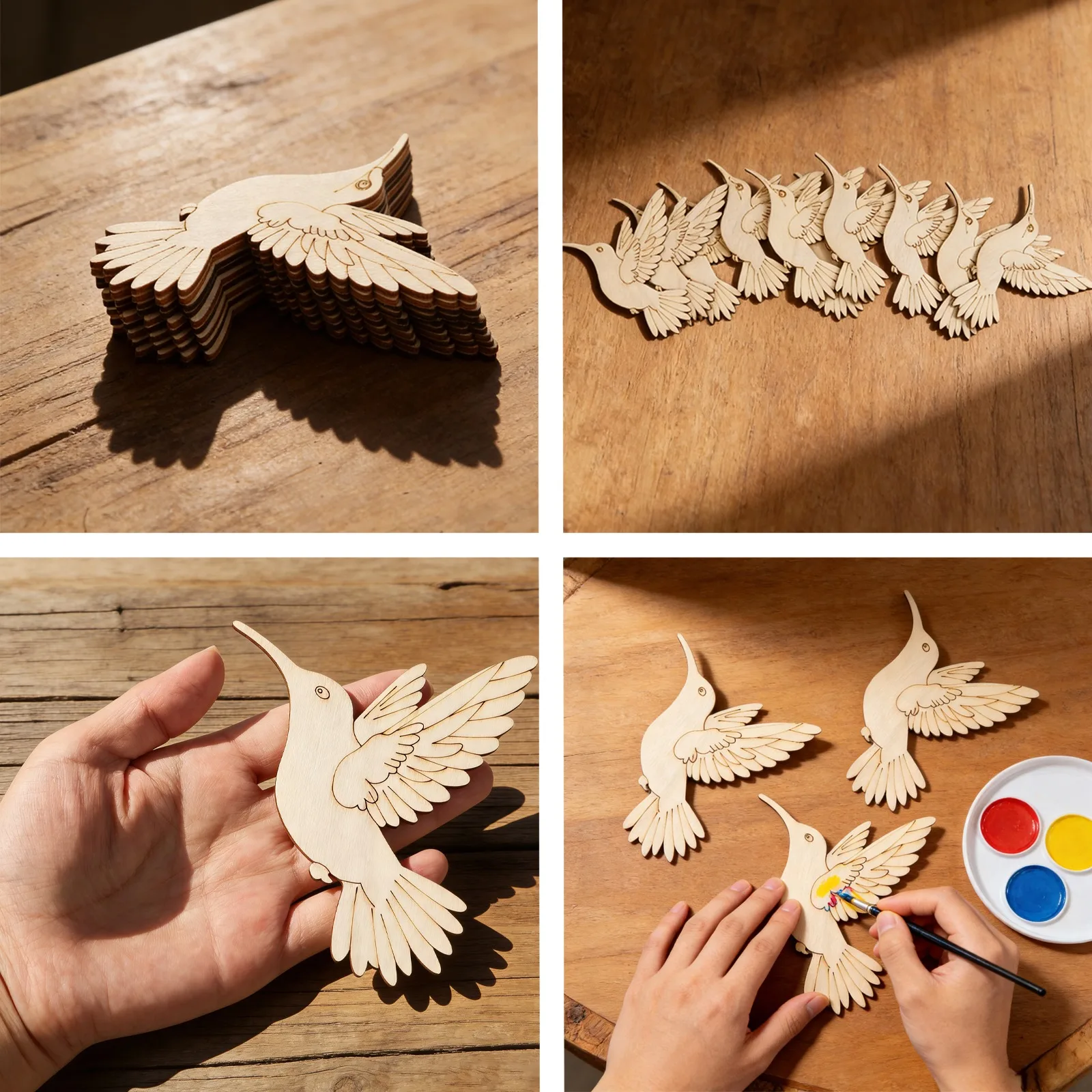 10個入り未完成木製動物鳥の切り抜き、木製吊り下げ飾り用木製 - Home Decor Painting のレビューと価格