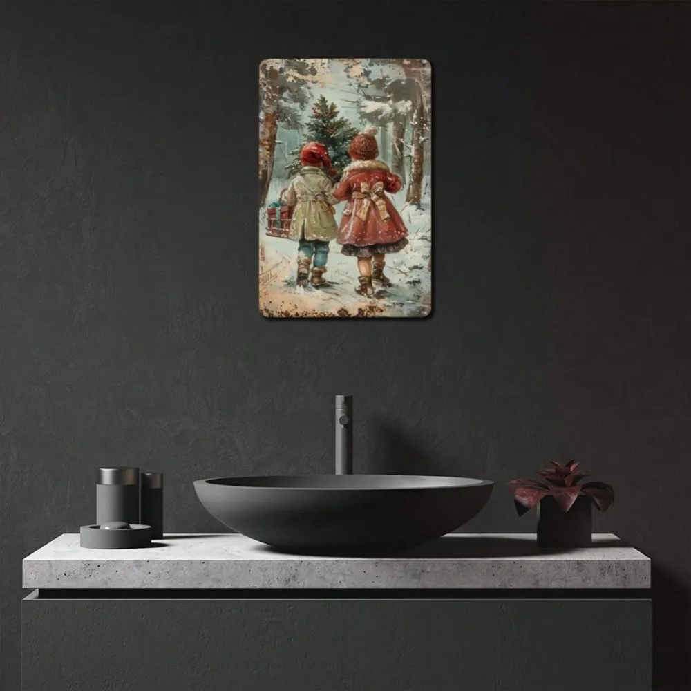 ヴィンテージクリスマスメタルサイン 8x12インチ - レト - Home Decor Location のレビューと価格