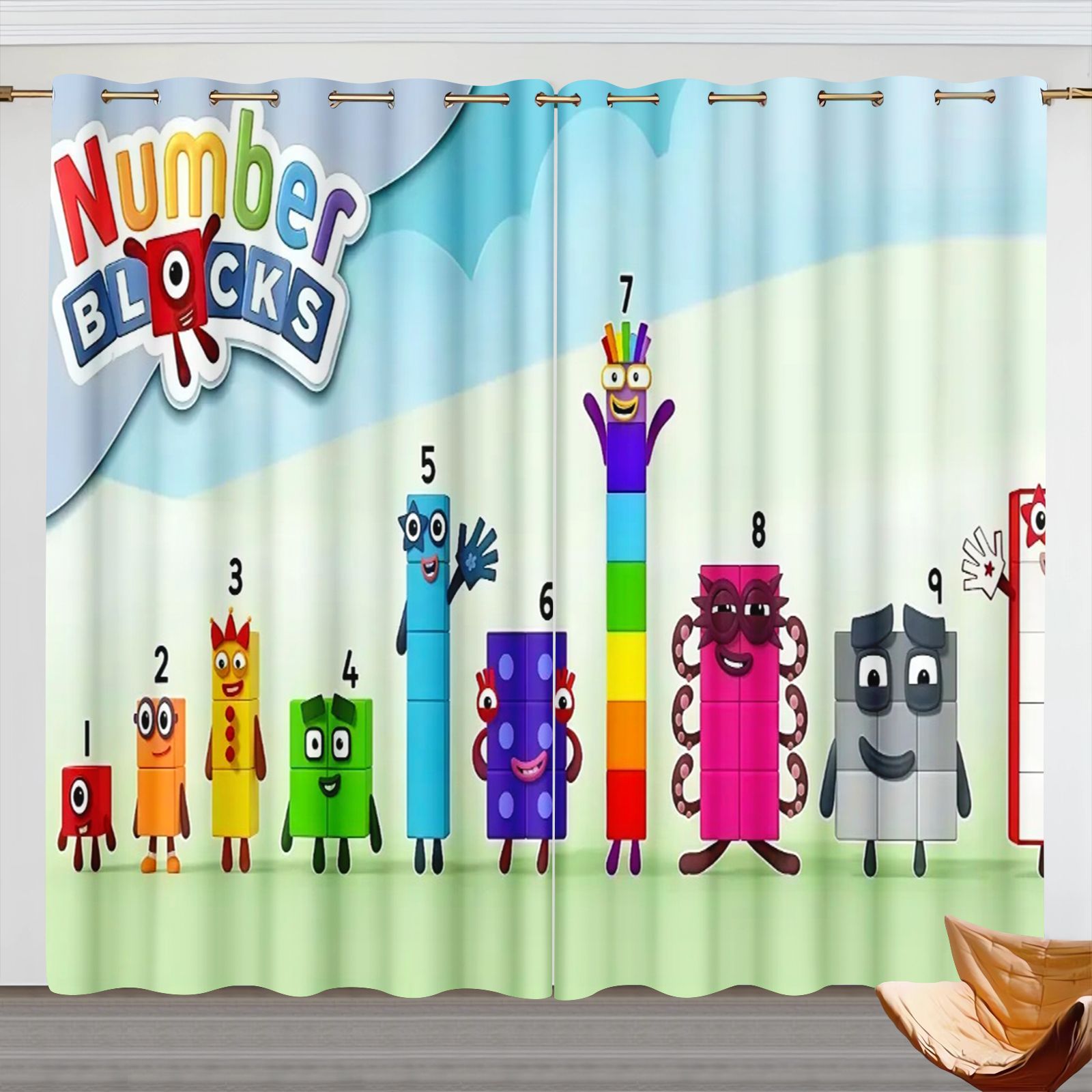 ナンバーブロック漫画カーテン、子供部屋遮光カーテン、3Dデジ - Home Decor Curtains のレビューと価格