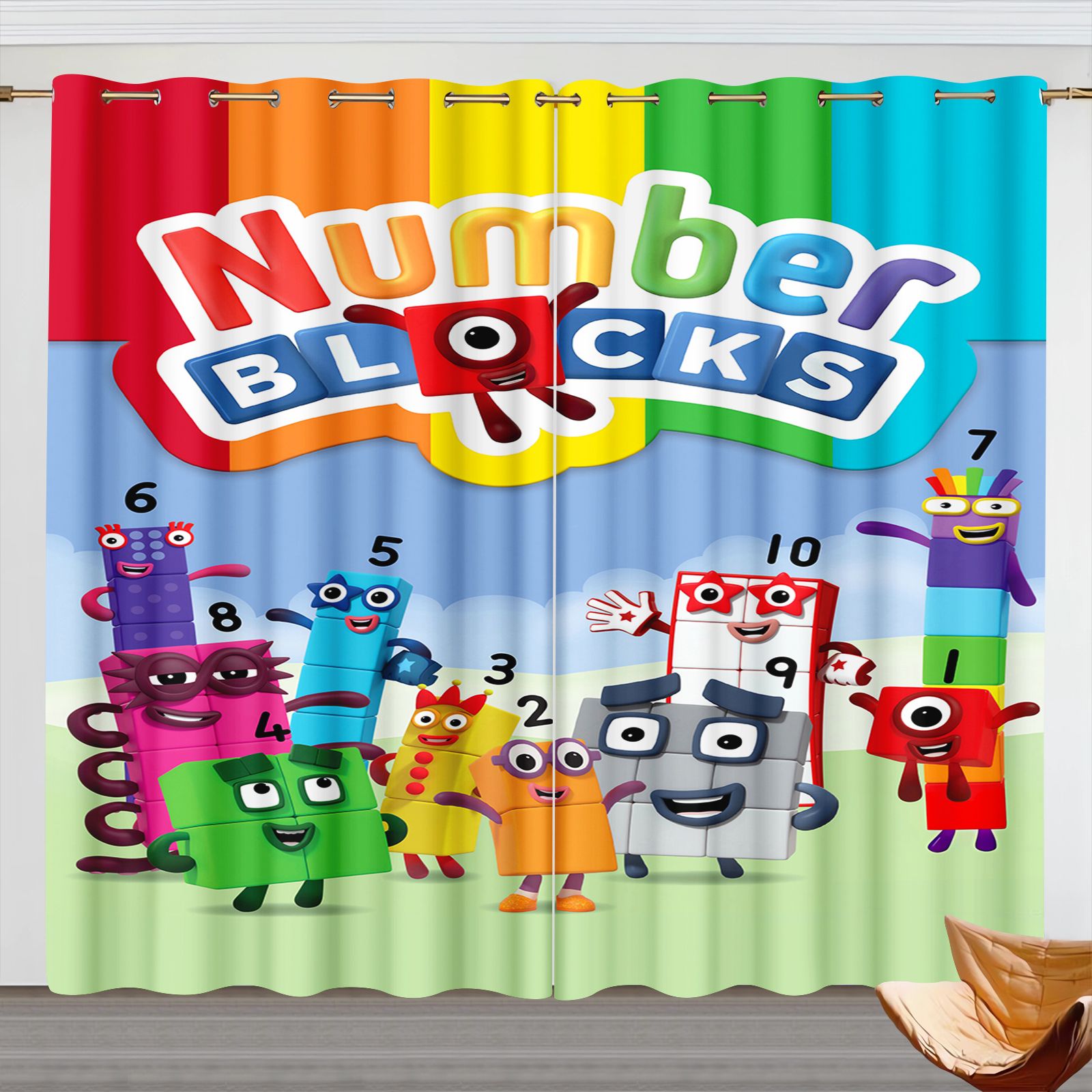 ナンバーブロック漫画カーテン、子供部屋遮光カーテン、3Dデジ - Home Decor Curtains のレビューと価格